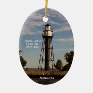 Duluth Harbor South Pier Inre fyr oval ornament