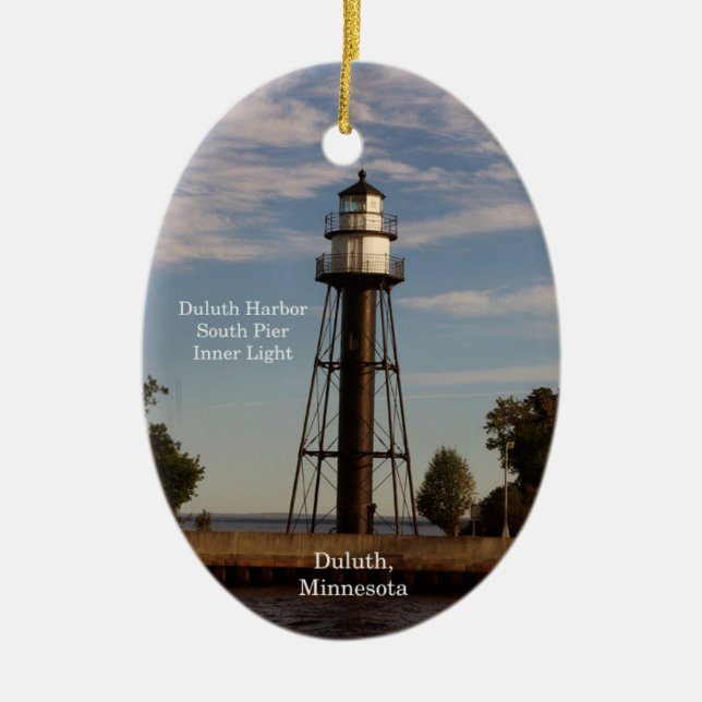 Duluth Harbor South Pier Inre fyr oval ornament (Framsidan)