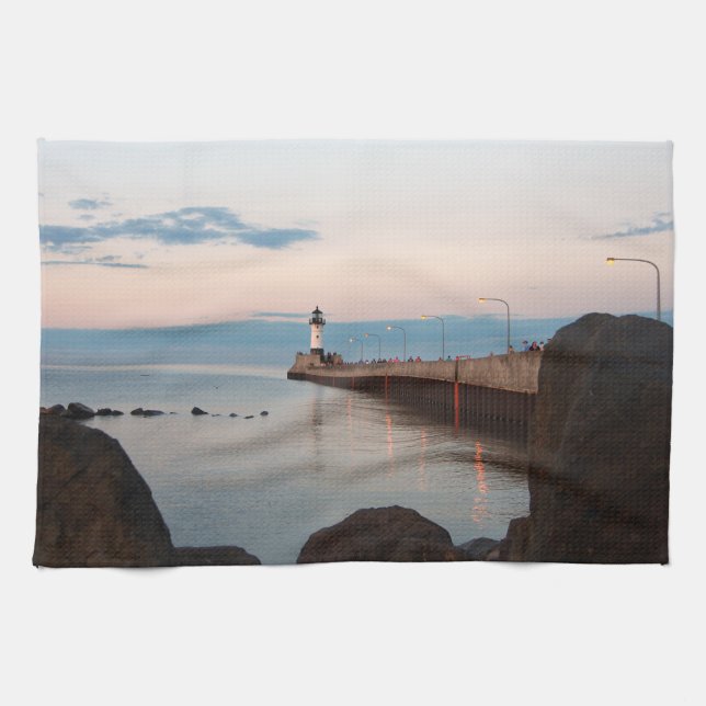 Duluth Harbour North Pier Light kökshandduk (Horisontell)