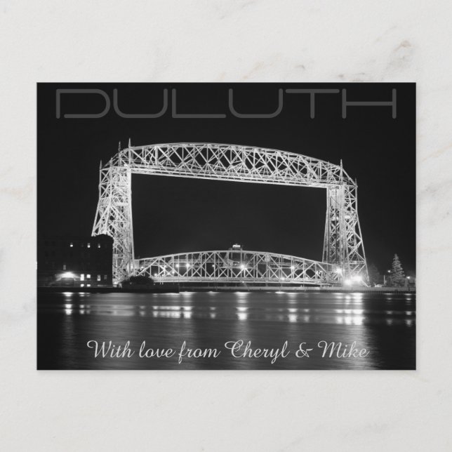 Duluth Hiss Bridge Black & White-foto Vykort (Framsida)