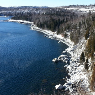 Duluth Lighthouse Canal Park Winter Snö och Ice Tack Kort