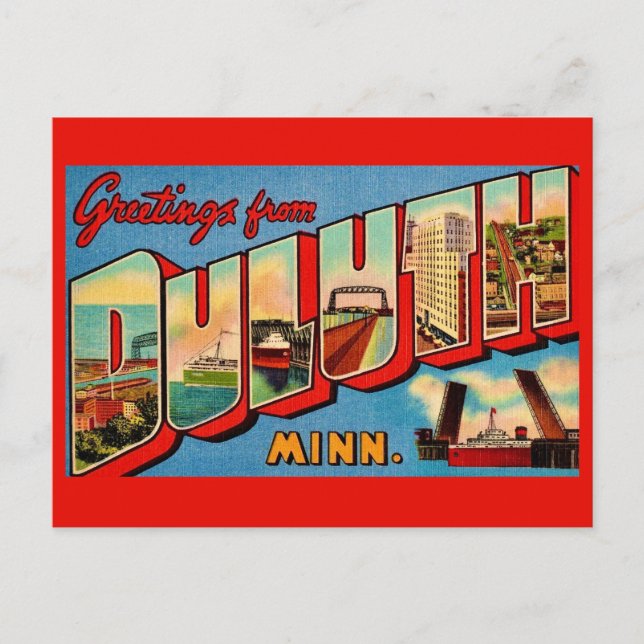 Duluth MI Vintage vykort  (Framsida)