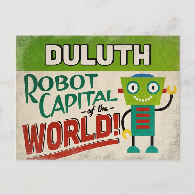 Duluth Minnesota Robot - Funny Vintage Vykort (Framsida)