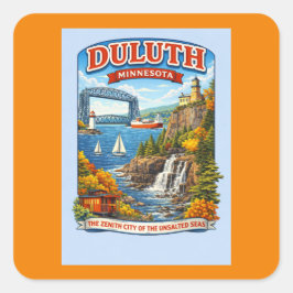 Duluth Minnesota Souvenir Stickers–Lake Superior Fyrkantigt Klistermärke