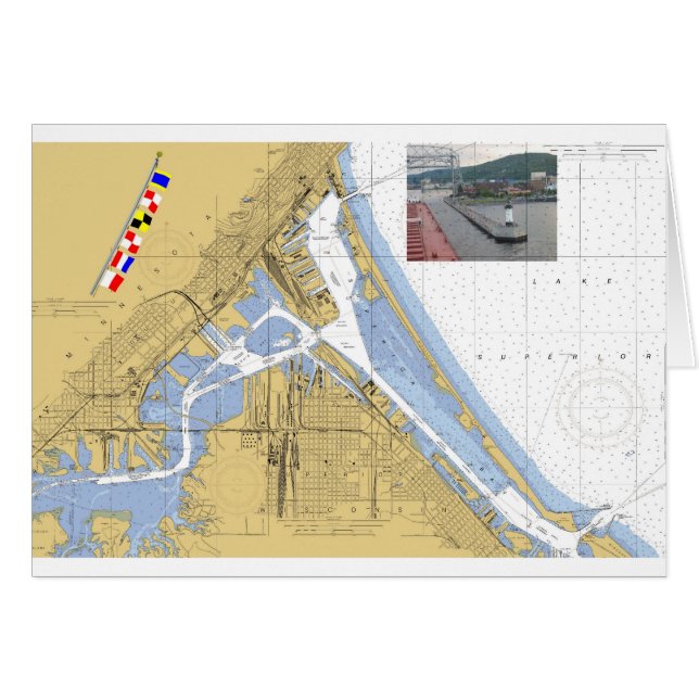Duluth MN-hamn kartlägger signalerar Hälsningskort (Framsidan Horizontal)
