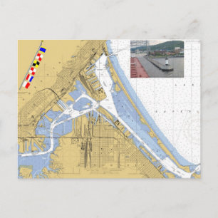 Duluth, MN Harbour Chart Signal Flaggor frakt Vykort