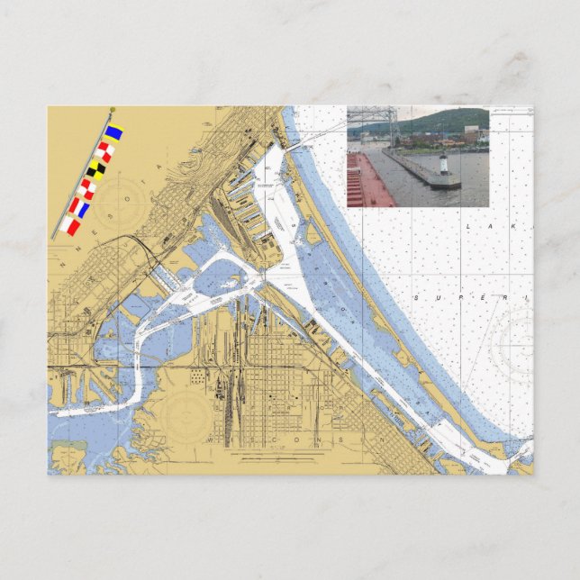 Duluth, MN Harbour Chart Signal Flaggor frakt Vykort (Framsida)