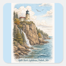 Duluth, MN, Split Rock Lighthouse-klistermärken Fyrkantigt Klistermärke