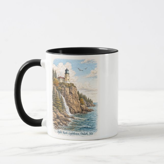 Duluth, MN, Split Rock Lighthouse Souvenirmugg Mugg (Vänster)