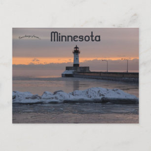 Duluth North Pier Light Minnesota Vykort