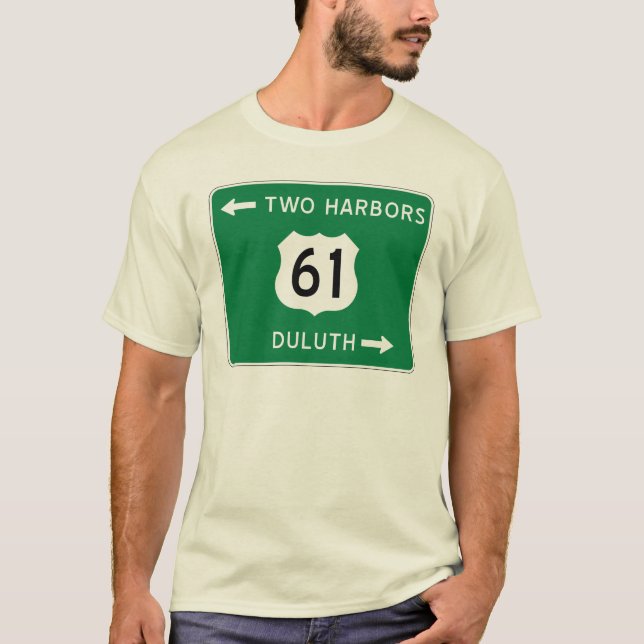 Duluth två hamnar, t-skjorta för huvudväg 61 t-shirt (Framsida)