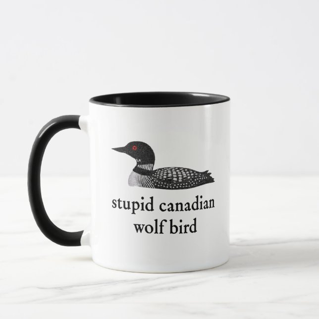 Dum Canadensis Varg Fågel Hockey Romans för Hocke Mugg (Vänster)