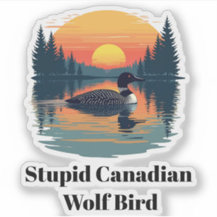 Dum Canadensis Varg Fågel upphetsad rivalitet dyka Klistermärken