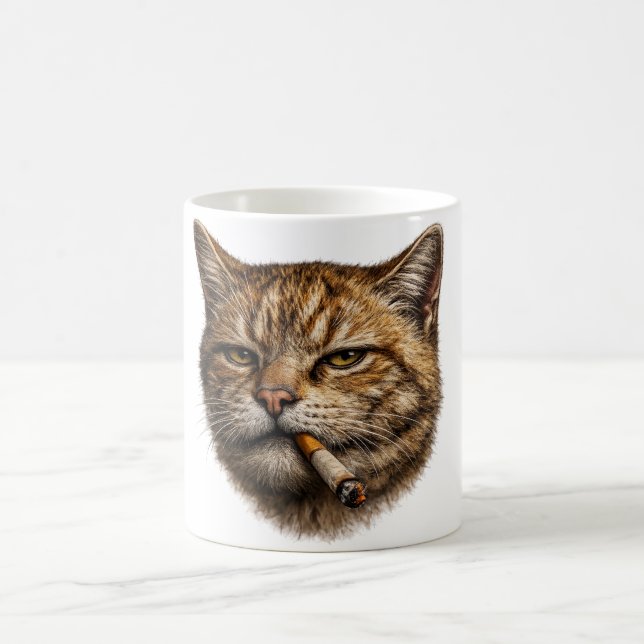 Dum Cool Rolig Katt Meme Rökande Katt cigarett Kaffemugg (Center)