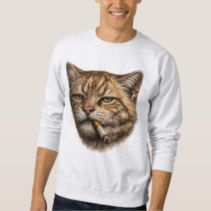 Dum Cool Rolig Katt Meme Rökande Katt cigarett Lång Ärmad Tröja