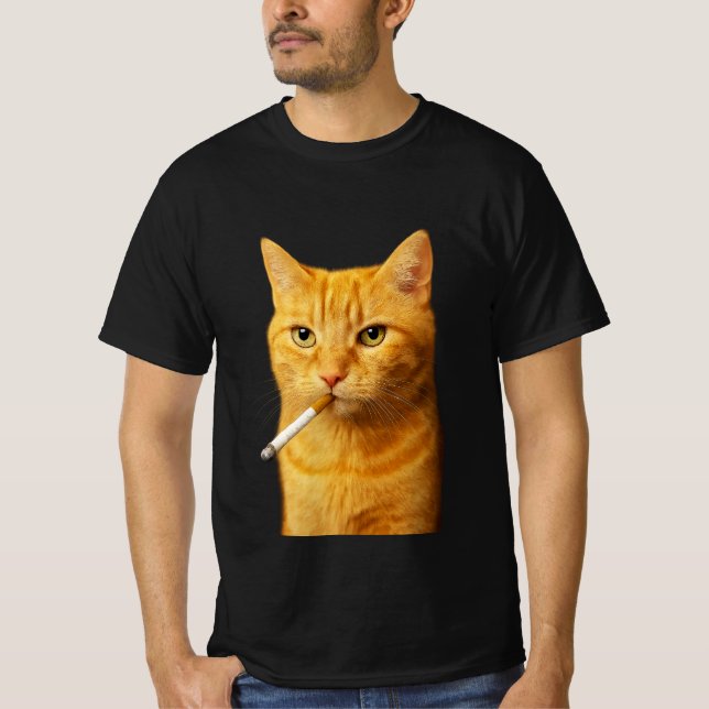 Dum Cool Rolig Katt Meme Rökande Katt cigarett T Shirt (Framsida)