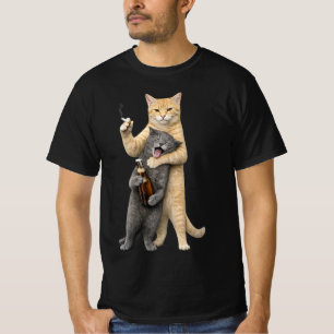 Dum Cool Rolig Katt Meme - Rökande Katt & Drickand T Shirt