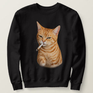 Dum Cool Roligt Katt Meme Rökande Katt cigarett  Lång Ärmad Tröja