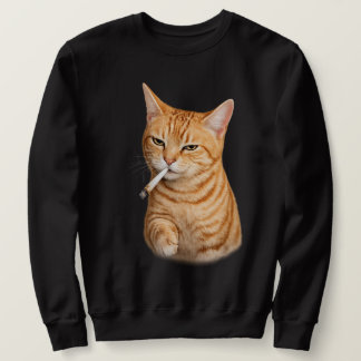 Dum Cool Roligt Katt Meme Rökande Katt cigarett Lång Ärmad Tröja