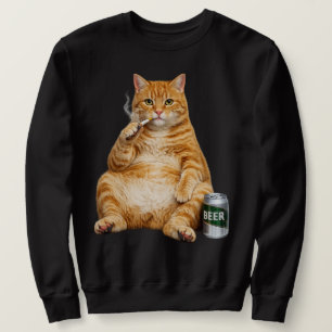 Dum Cool Roligt Katt Meme Rökande Katt cigarett Lång Ärmad Tröja