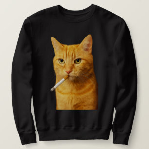 Dum Cool Roligt Katt Meme Rökande Katt cigarett Lång Ärmad Tröja
