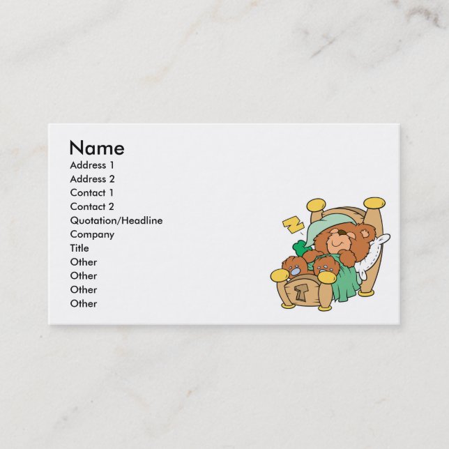 dum design på sovande teddybjörn visitkort (Framsida)
