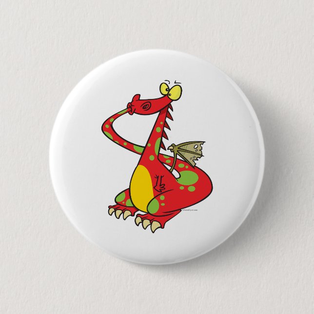 dum dragon med svans i munnen knapp (Framsida)