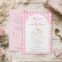 Dum gås på lösa Pink Gingham Baby Shower