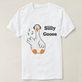 Dum gås som använder hörlurar – söt rolig gås t shirt