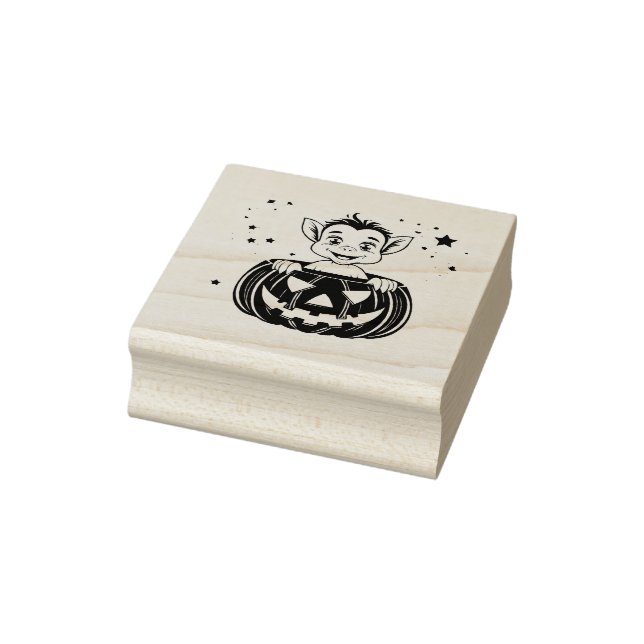 Dum Halloween-gremlin gömmer sig i pumpa Stämpel (Stämpel)