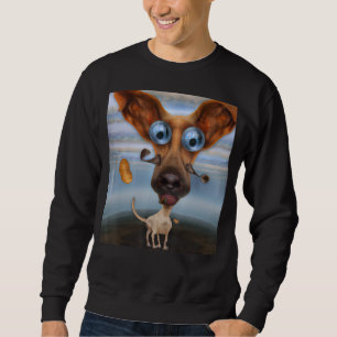 Dum hund söt valp konst valp hundy porträtt hu lång ärmad tröja
