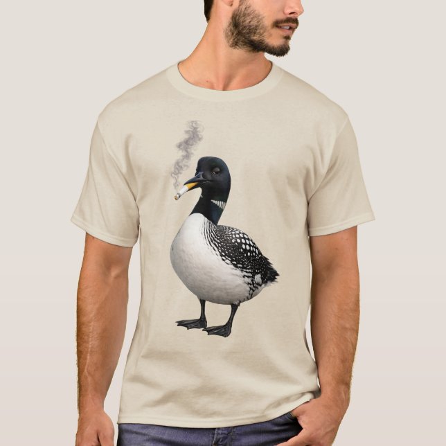 dum kanadensisk vargfågel storlom Rökande meme T Shirt (Framsida)