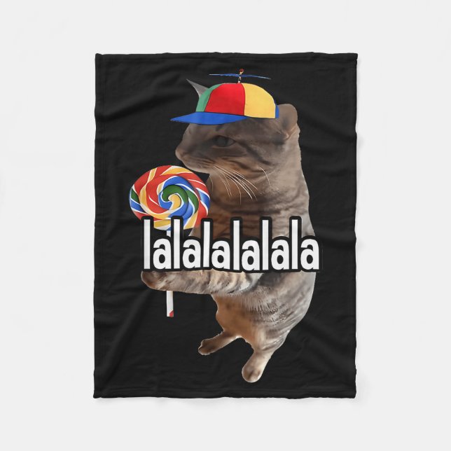 Dum Kat Med Lollip Meme  Fleecefilt (Framsidan)