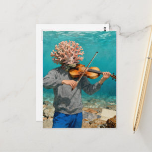 Dum korallhavsperson som gör musik vykort