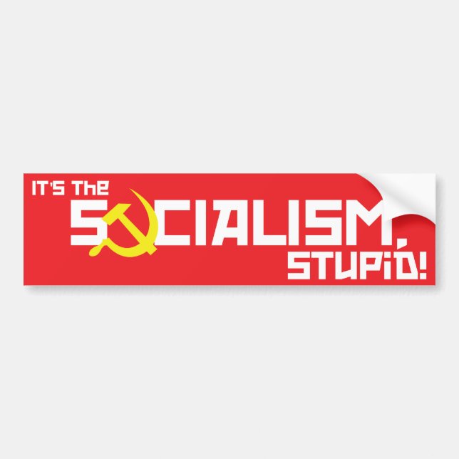Dum Socialism - rött Bildekal (Framsidan)