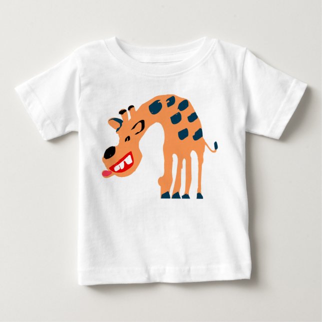Dum tecknad giraff med blå fläckar illustration t shirt (Framsida)