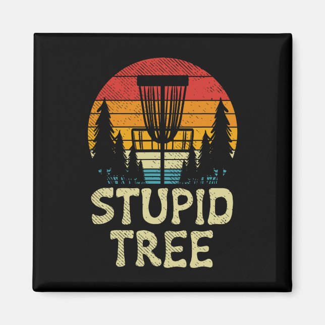 Dum Träd Disc Golf Korg Retro Frisbee Golfande Magnet (Framsidan)