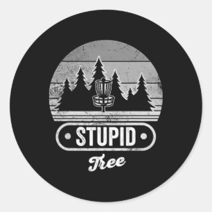 Dum Träd Disc Golf Sket Skog Leka Runt Klistermärke
