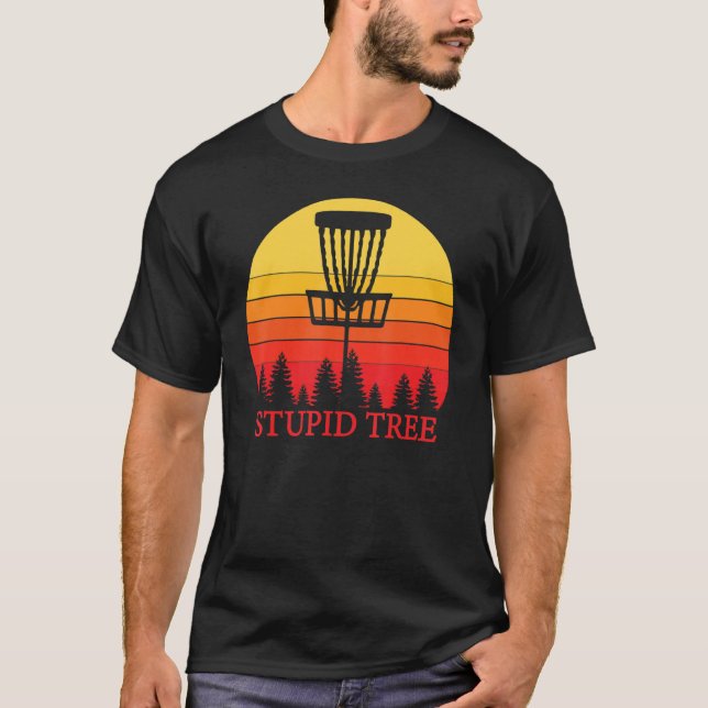 Dum träd flygande disk golf frisbee hobby t shirt (Framsida)