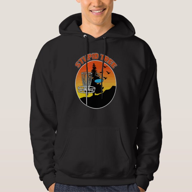 Dum Träd Tall Solnedgång  Disk Frisbee Golf Skylt Hoodie (Framsida)