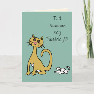 Dumb Cat and Mouse Tecknad Funny Birthday Hälsning Kort