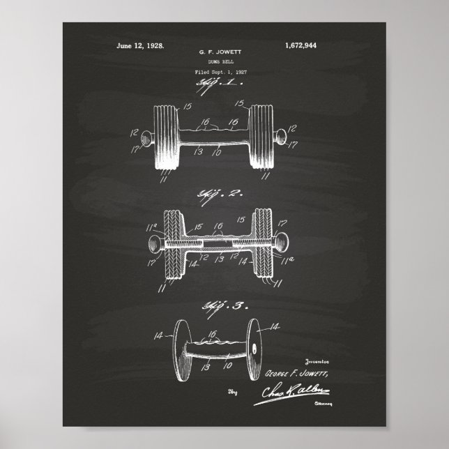 Dumbbell 1928 Patent Art - Chalkboard Poster (Framsidan)