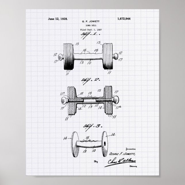 Dumbbell 1928 Patent Art - Led Peper Poster (Framsidan)