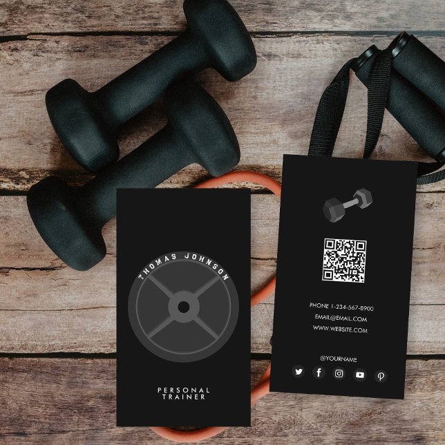 Dumbbell för personlig tränarträningsljusvikt visitkort (Personal Trainer Fitness Weight Plate Dumbbell Business Card)