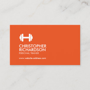 Dumbbell Logotyp Fitness Personal Trainer Orange/G Visitkort