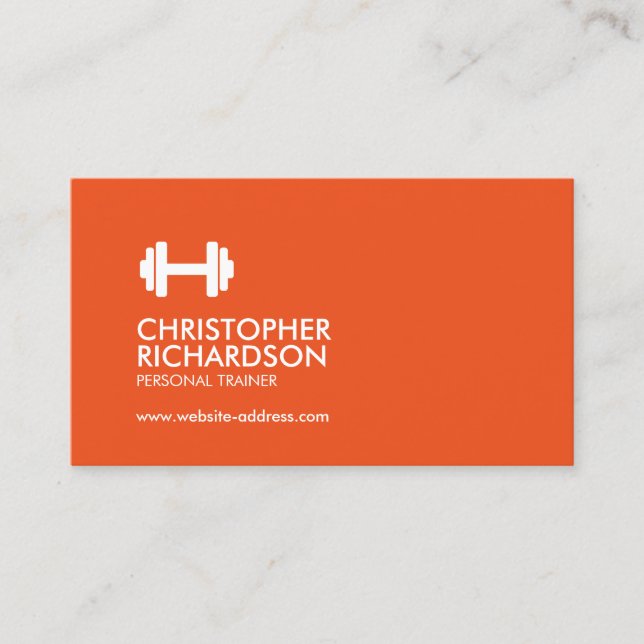 Dumbbell Logotyp Fitness Personal Trainer Orange/G Visitkort (Framsida)