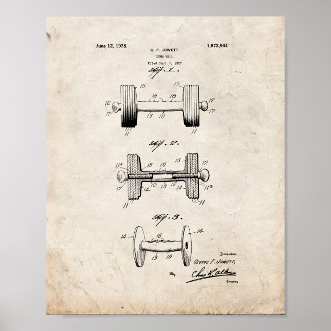 Dumbbell Patent - gammalt utseende Poster (Framsidan)
