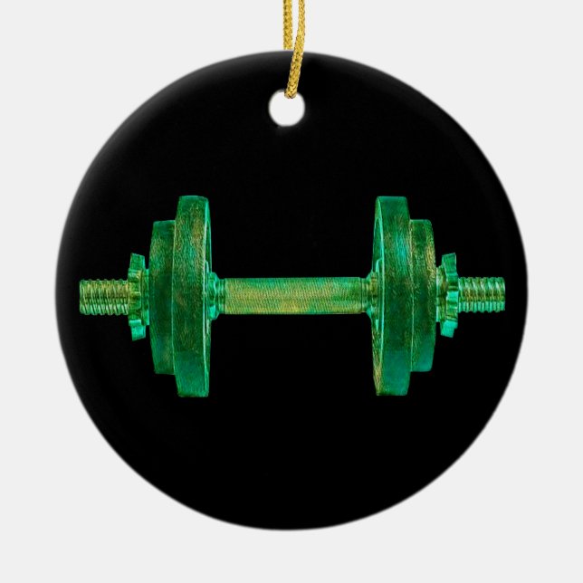 Dumbbell Retro Bodybuilding der Gym Fitness eller  Julgransprydnad Keramik (Framsidan)