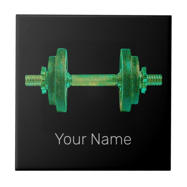 Dumbbell Retro Bodybuilding der Gym Fitness eller  Kakelplatta (Framsidan)