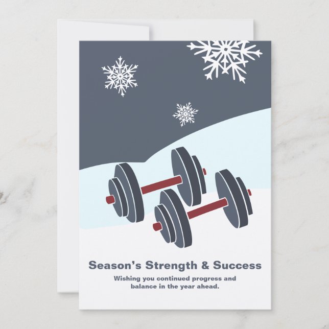 Dumbbell Season's Strength & Success Grey White Anteckningskort (Framsida)